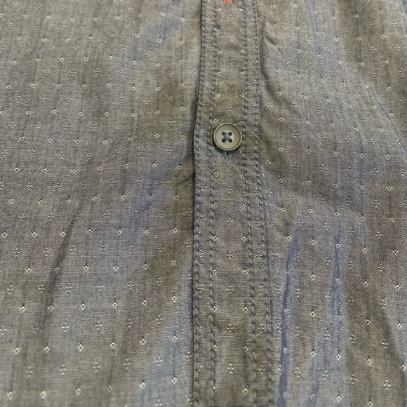 Men's Thread & Cloth Dark Blue Micro-Dot Button-Up Short Sleeve Shirt - Size L/G - Picture 6 of 7